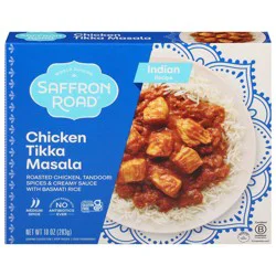 Saffron Road Chicken Tikka Masala - High Protein - No Artificial Ingredients Low Added Sugar No Seed Oils Gluten Free Indian Frozen Meal 10 oz