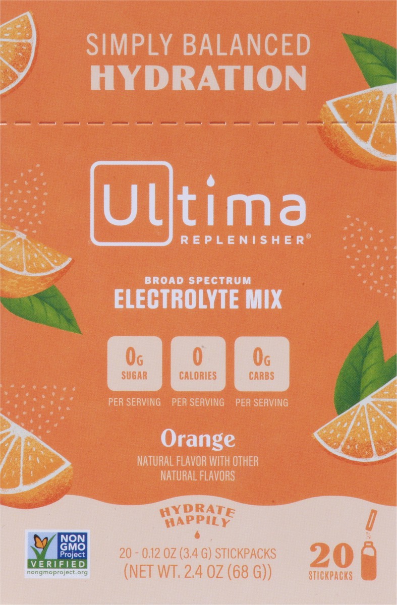 slide 6 of 9, Ultima Electrolyte Mix Stick Packs - Orange, 20 ct