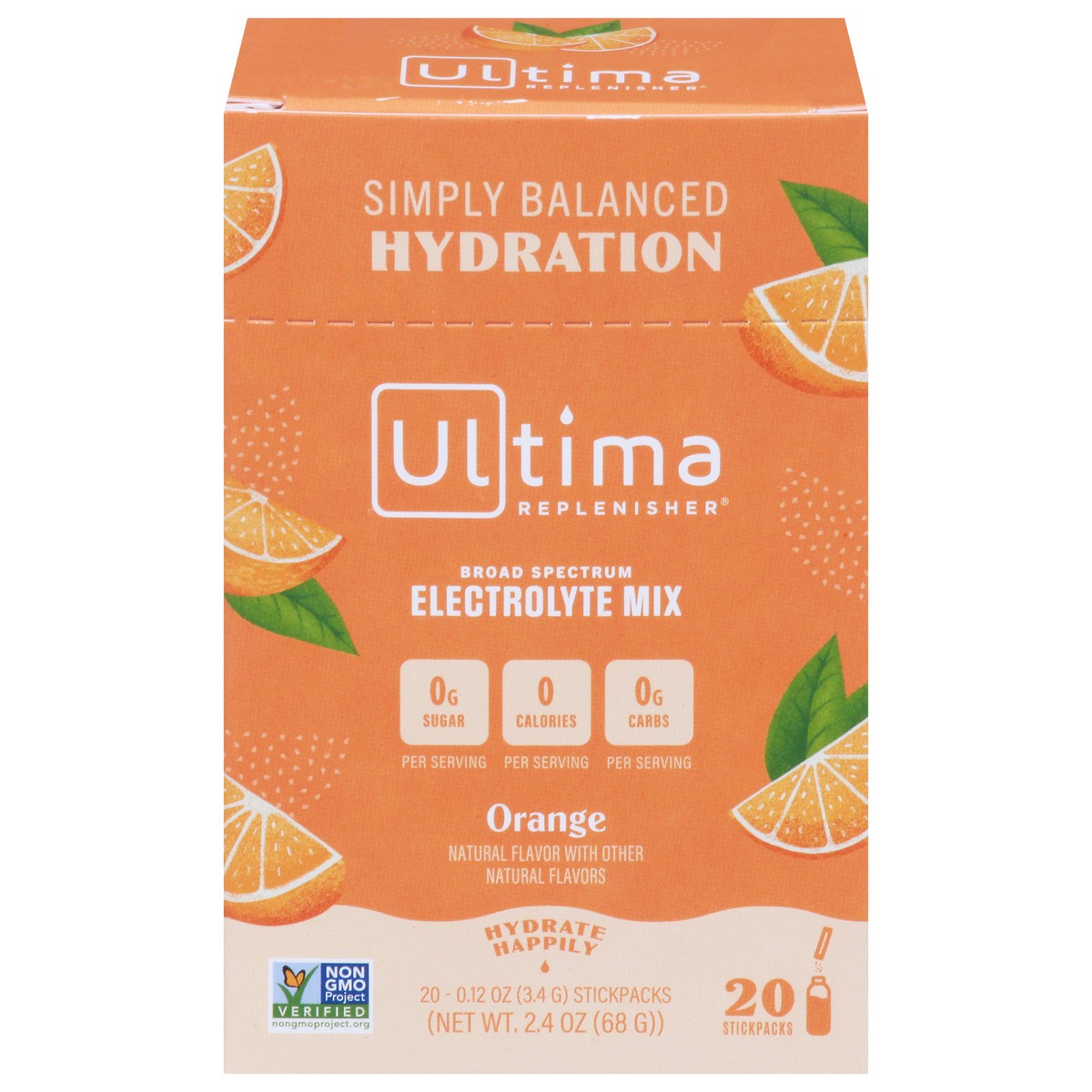 slide 1 of 9, Ultima Electrolyte Mix Stick Packs - Orange, 20 ct