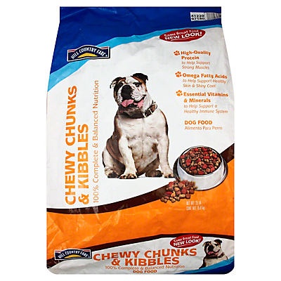 slide 1 of 1, Hill Country Fare Chewy Chunks & Kibble Dry Dog Food, 35 lb