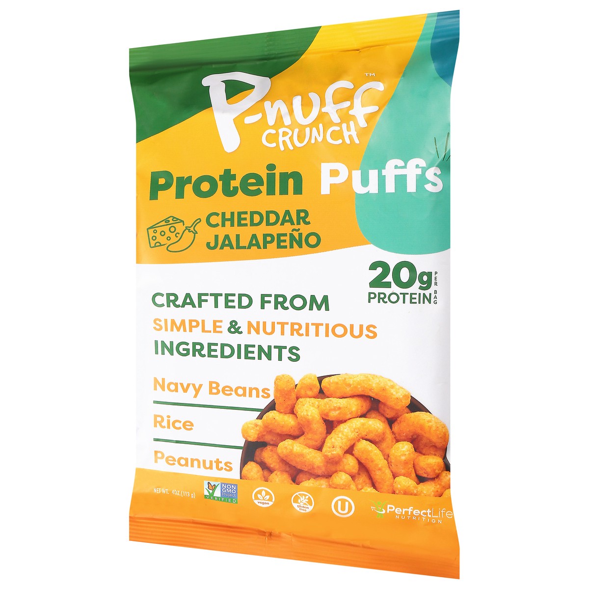 slide 12 of 14, P-Nuff Crunch Cheddar Jalapeno Protein Puffs 4 oz, 4 oz