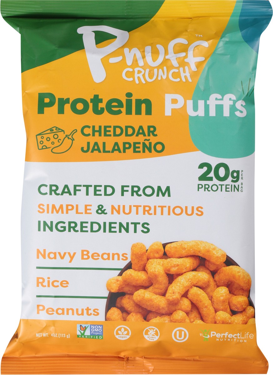 slide 10 of 14, P-Nuff Crunch Cheddar Jalapeno Protein Puffs 4 oz, 4 oz