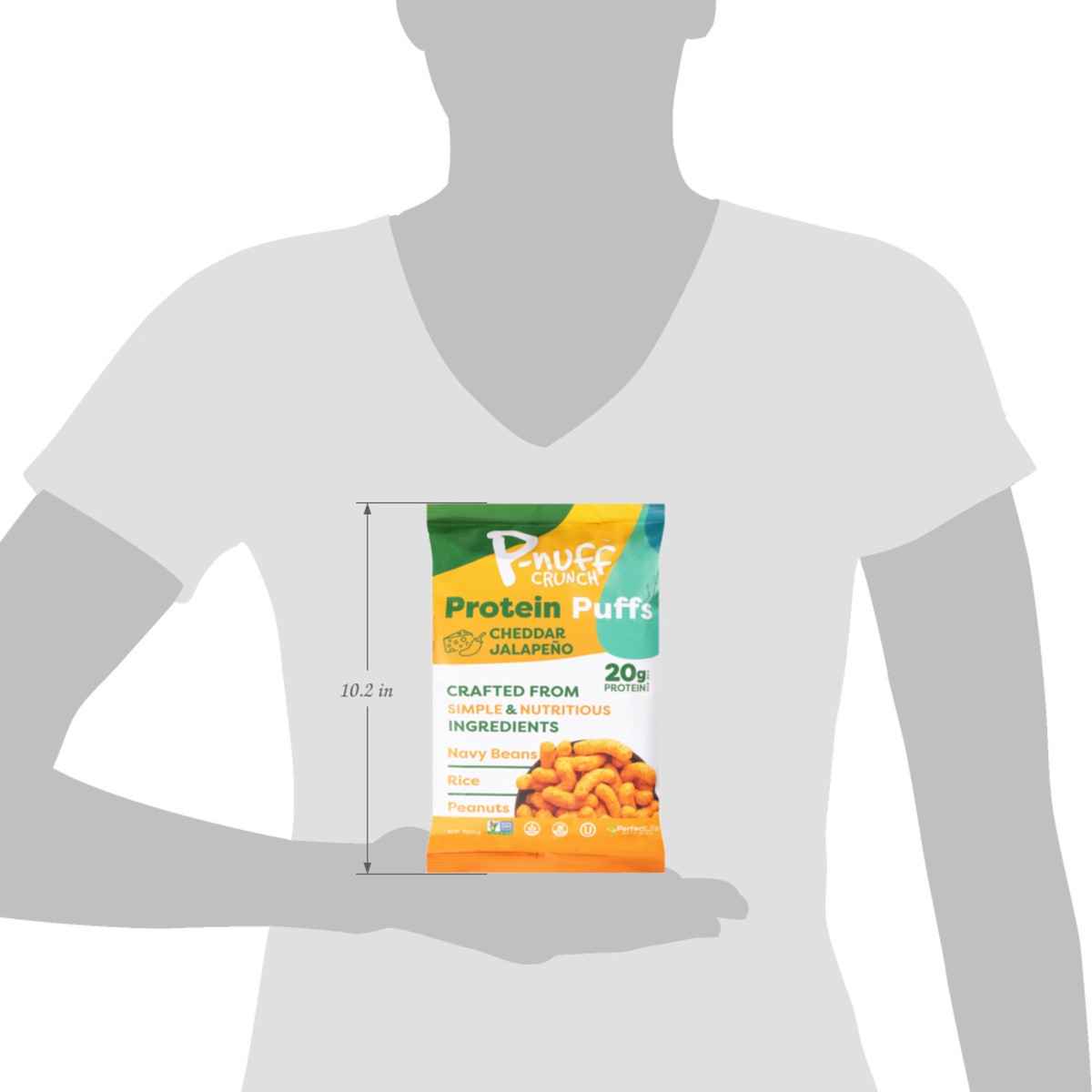 slide 11 of 14, P-Nuff Crunch Cheddar Jalapeno Protein Puffs 4 oz, 4 oz