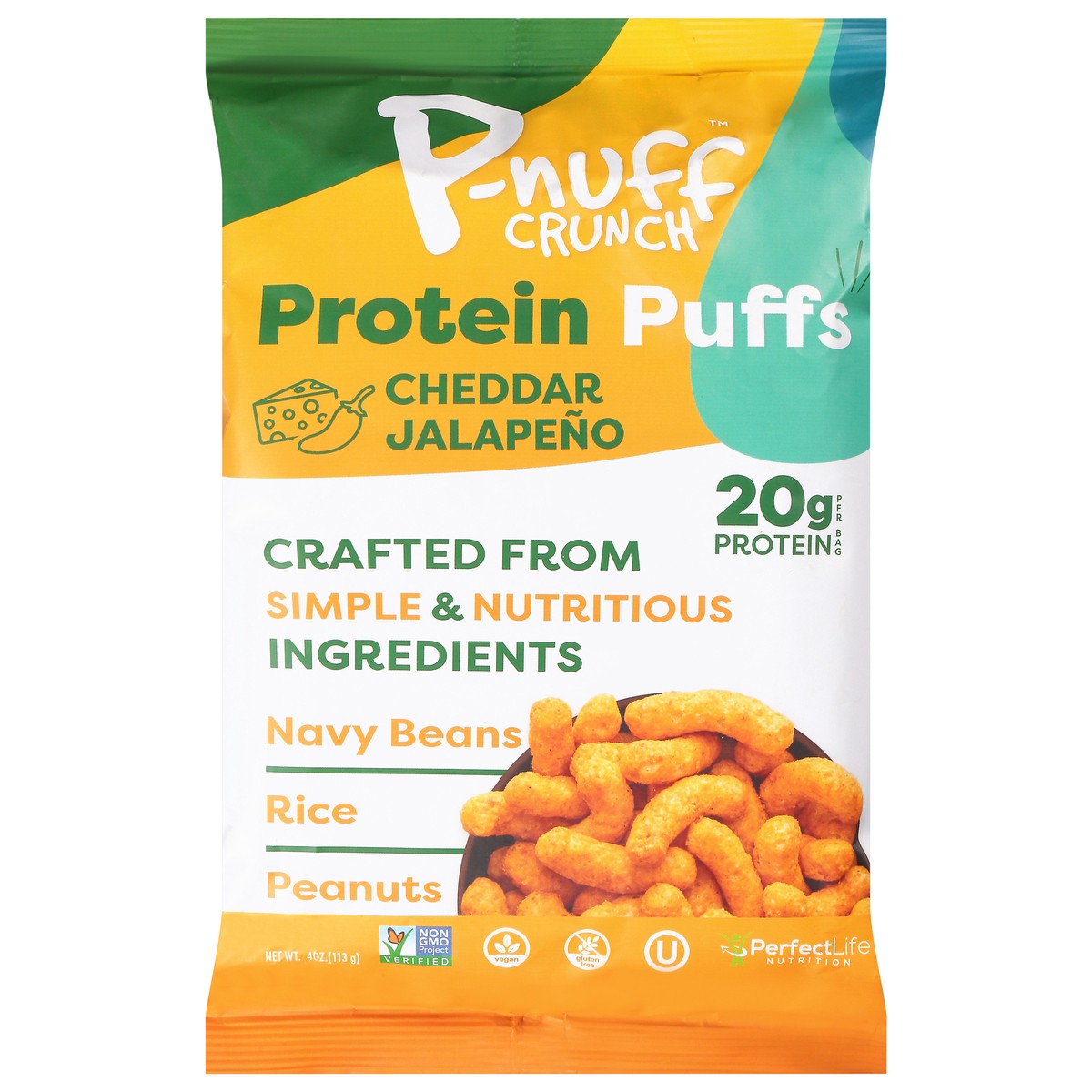slide 1 of 14, P-Nuff Crunch Cheddar Jalapeno Protein Puffs 4 oz, 4 oz