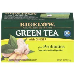 Bigelow Green Tea with Ginger plus Probiotics Tea 18 TB, 18 individually wrapped tea bags