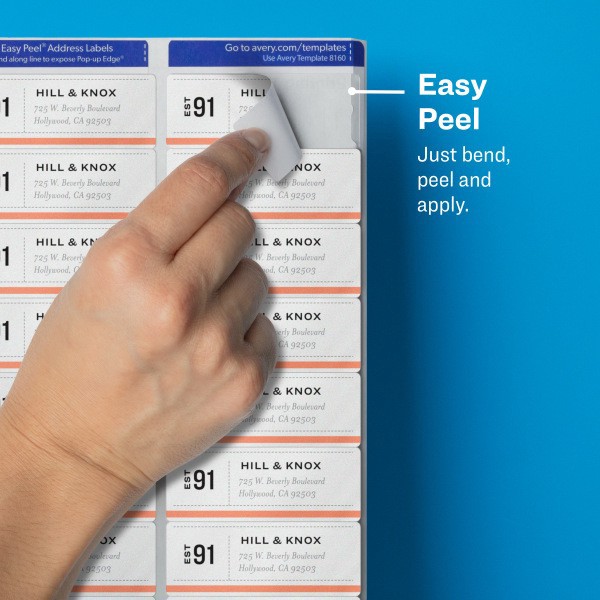 slide 4 of 8, Avery Easy Peel 5630 Permanent Laser Address Labels - Clear, 750 ct