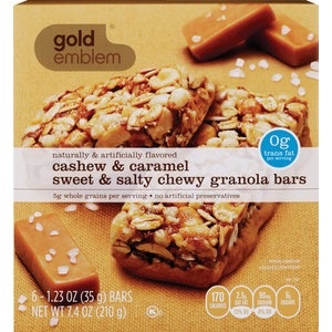 slide 1 of 1, CVS Gold Emblem Cashew And Carmel Sweet And Salty Chewy Granola Bars, 6 ct; 7.4 oz