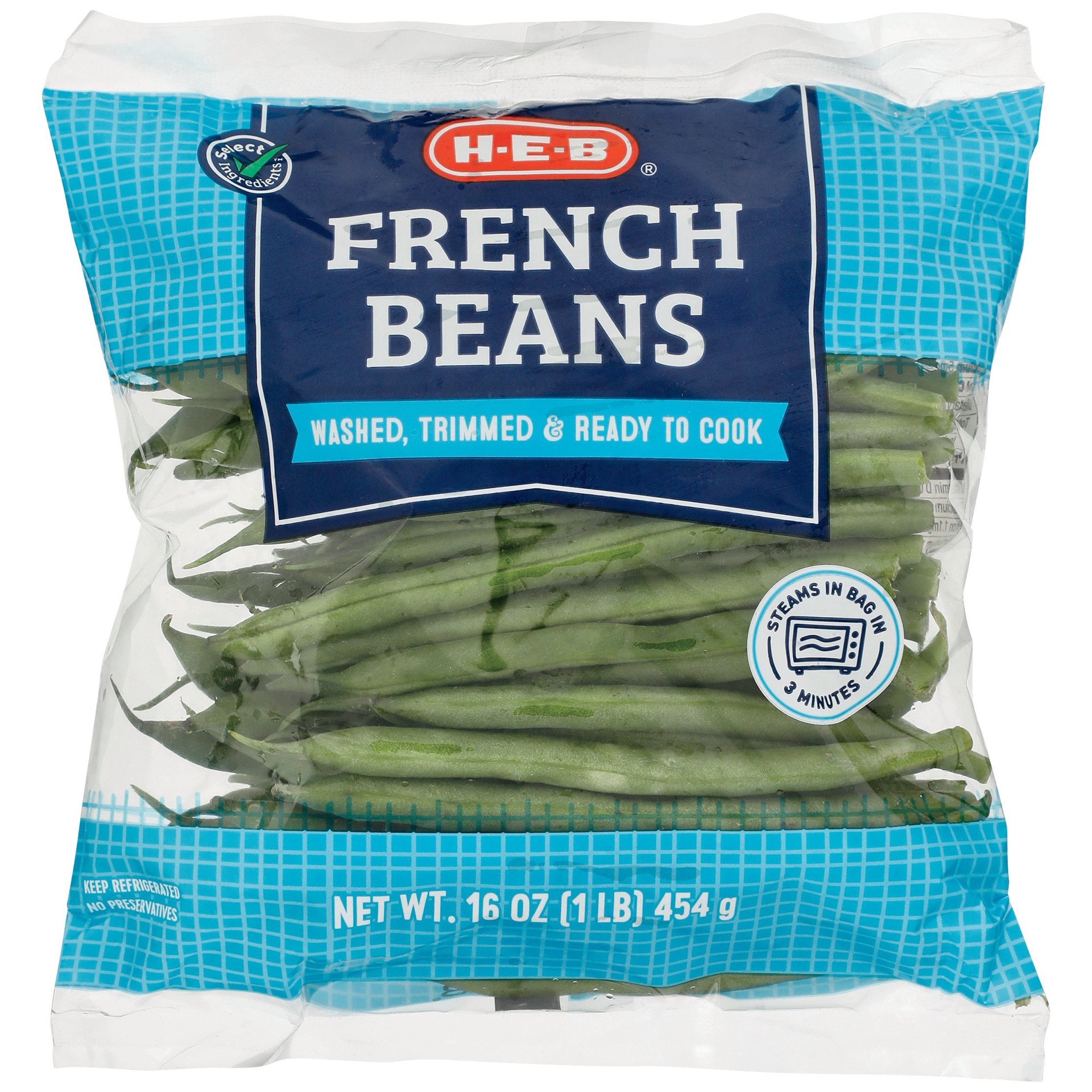 slide 1 of 1, H-E-B Fresh Steamable French Green Beans, 16 oz