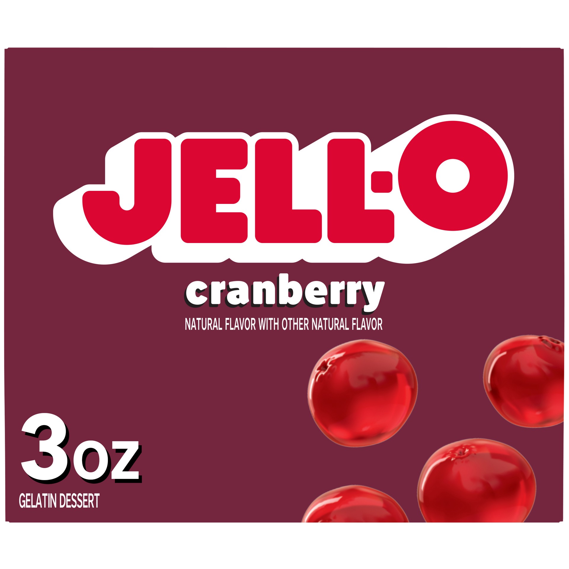 slide 1 of 9, Jell-O Cranberry Artificially Flavored Gelatin Dessert Mix, 3 oz Box, 3 oz