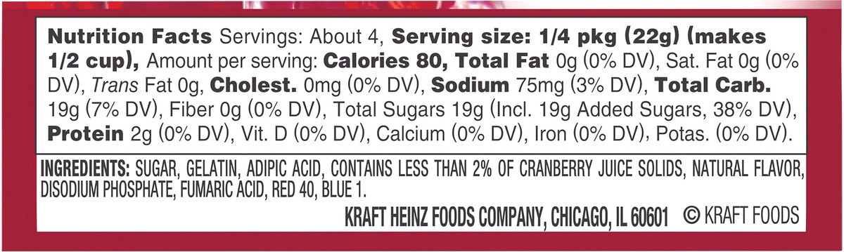 slide 2 of 9, Jell-O Cranberry Artificially Flavored Gelatin Dessert Mix, 3 oz Box, 3 oz