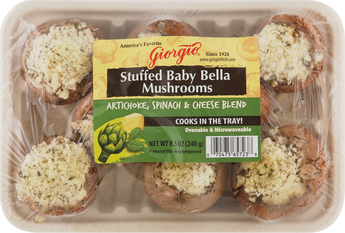 slide 9 of 9, Giorgio Artichoke, Spinach & Cheese Blend Stuffed Baby Bella Mushrooms 8.5 oz, 8.5 oz