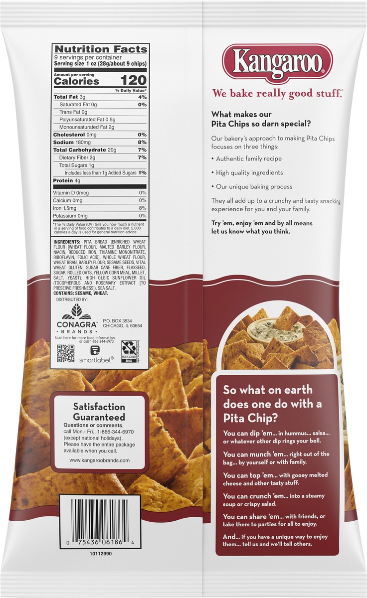 slide 5 of 11, KANGAROO Multi-Grain Sea Salt Pita Chips, 9 oz. Bag, 9 oz