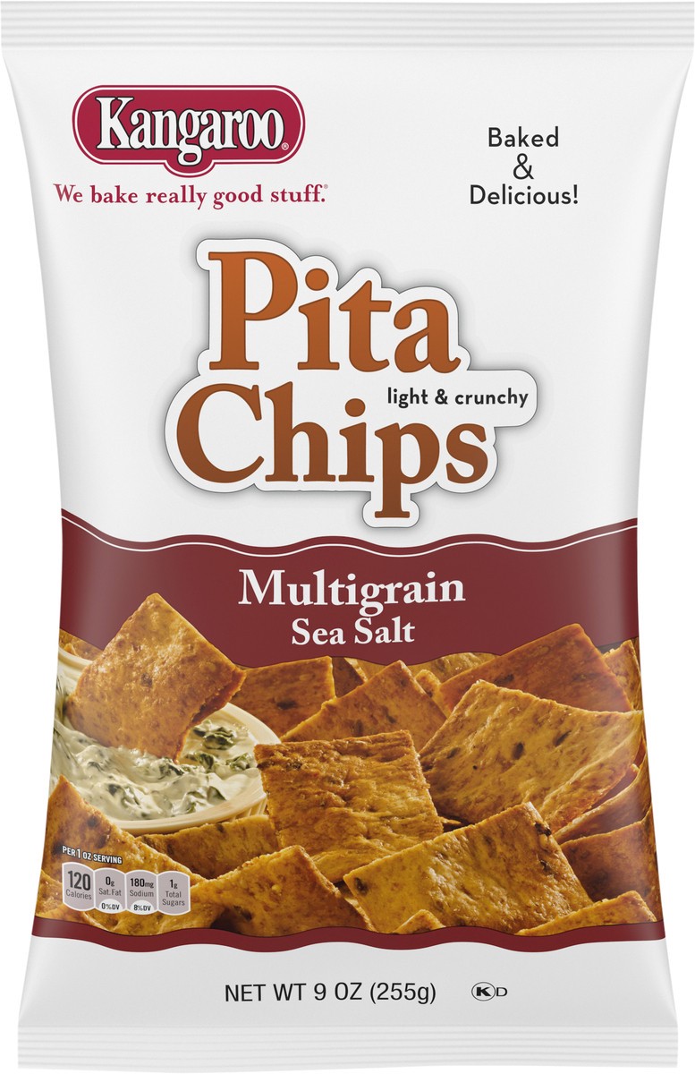 slide 11 of 11, KANGAROO Multi-Grain Sea Salt Pita Chips, 9 oz. Bag, 9 oz