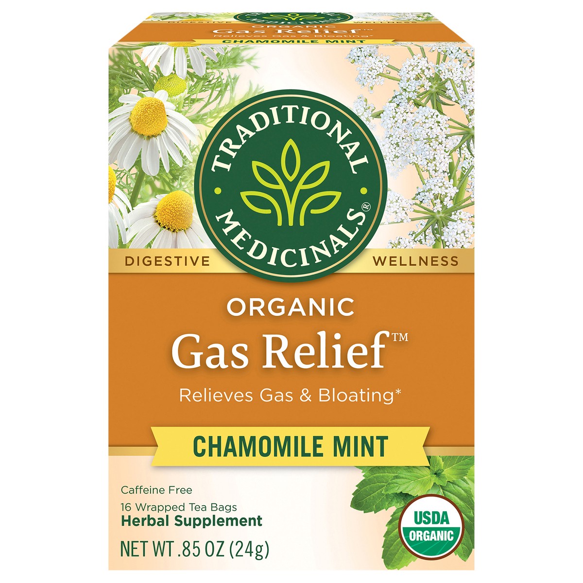slide 1 of 4, Traditional Medicinals Organic Gas Relief, 16 ct