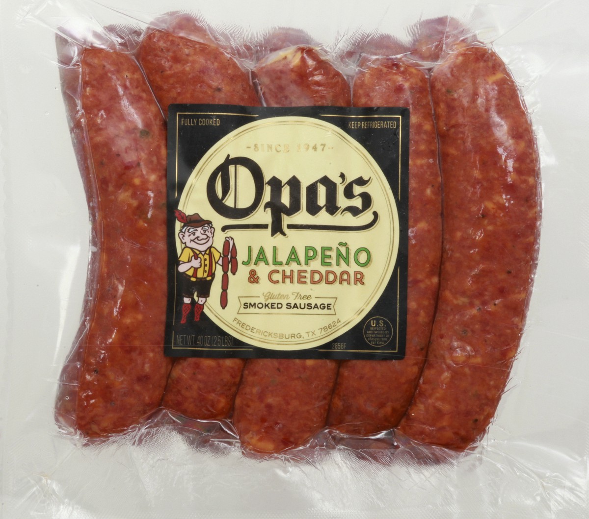 slide 3 of 10, Opa's Smoked Sausage, Jalapeno & Cheddar, 40 oz