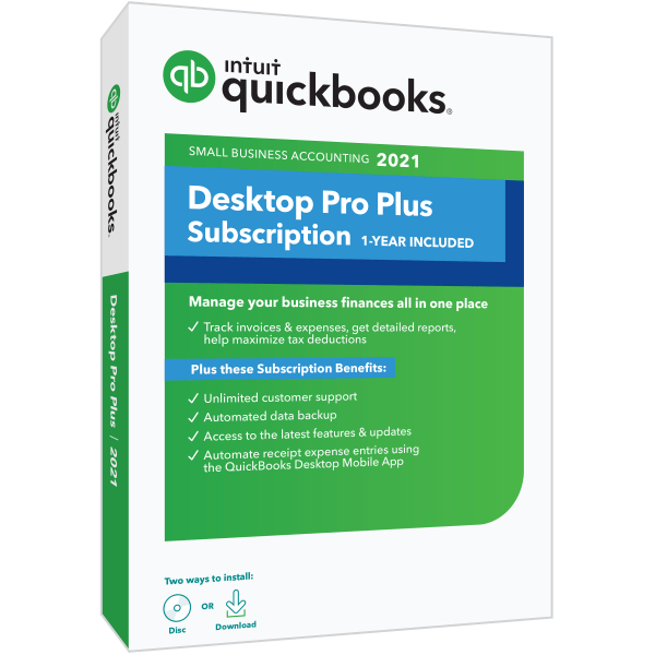 slide 1 of 1, Intuit Quickbooks Desktop Pro Plus 2021, 1-Year Subscription, For Windows, Disc/Download, 1 ct