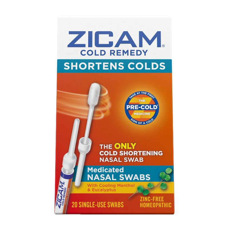 slide 1 of 9, Zicam Cold Remedy Cold Shortening Medicated Zinc-Free Nasal Swabs - 20ct, 20 ct