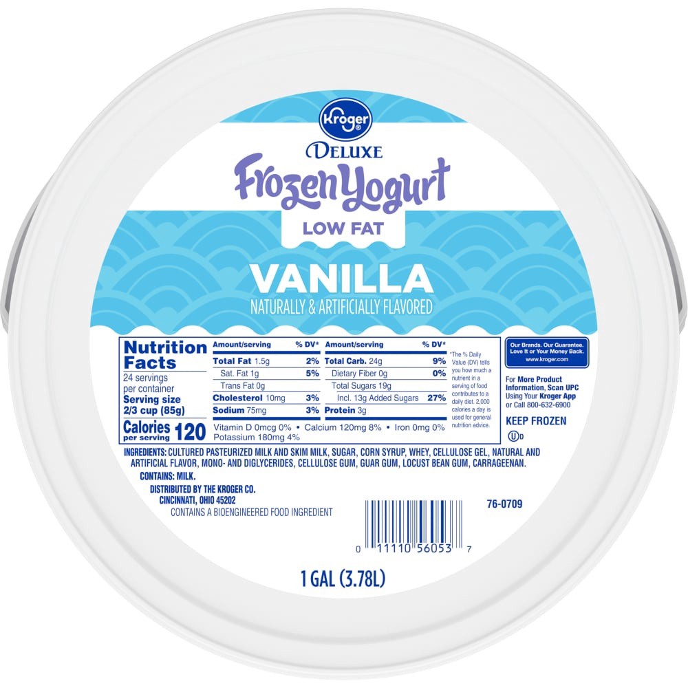 slide 3 of 4, Kroger Party Pail Vanilla Frozen Yogurt, 128 fl oz