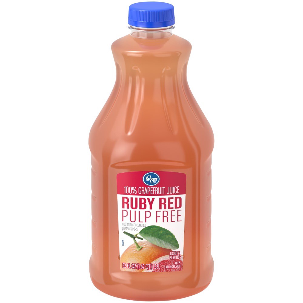 slide 2 of 3, Kroger Ruby Red Pulp-Free 100% Grapefruit Juice, 52 fl oz