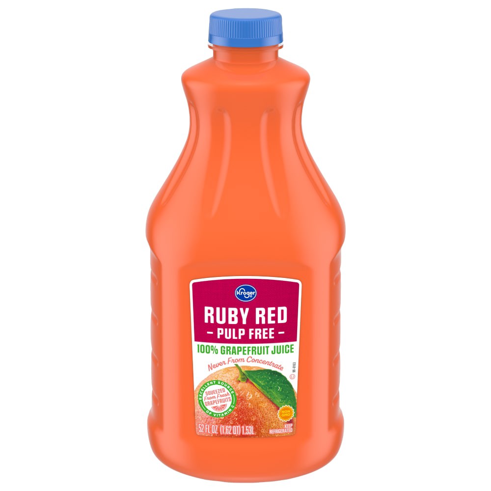 slide 1 of 3, Kroger Ruby Red Pulp-Free 100% Grapefruit Juice, 52 fl oz