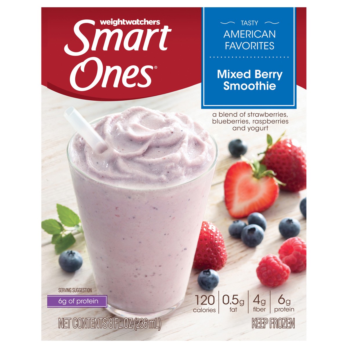 slide 2 of 11, Smart Ones Tasty American Favorites Mixed Berry Smoothie 8 fl. oz. Box, 8 fl oz