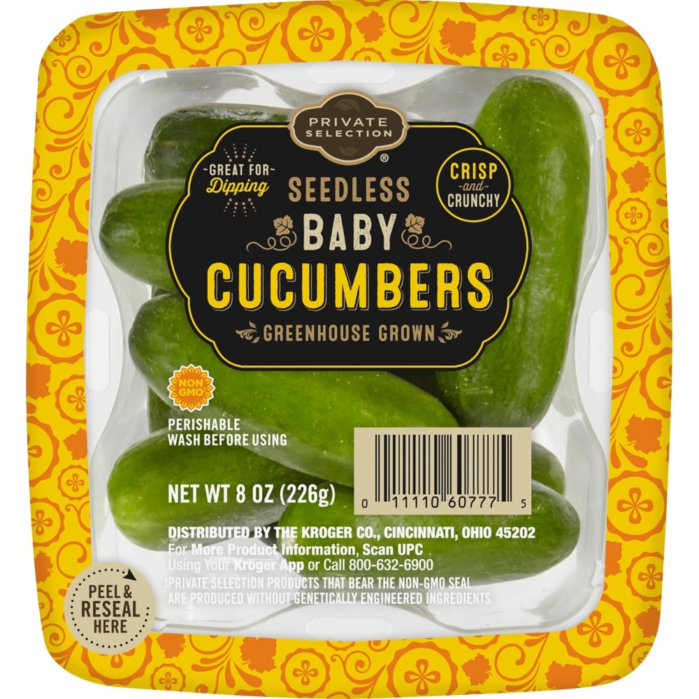 slide 1 of 1, Private Selection Seedless Baby Cucumbers, 8 oz