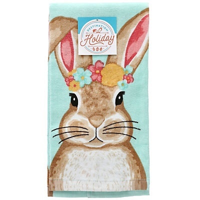 slide 1 of 1, Destination Holiday Easter Bunny Floral Kitchen Towel, 1 ct