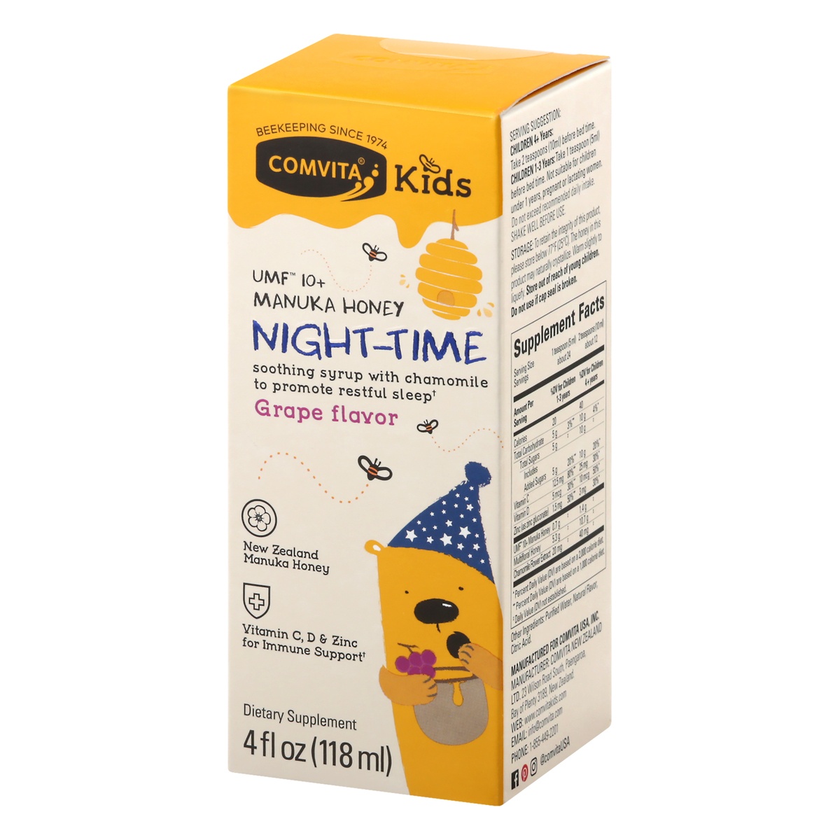 slide 3 of 10, Comvita Kids Soothe Manuka Honey Night Syrup, 4 oz