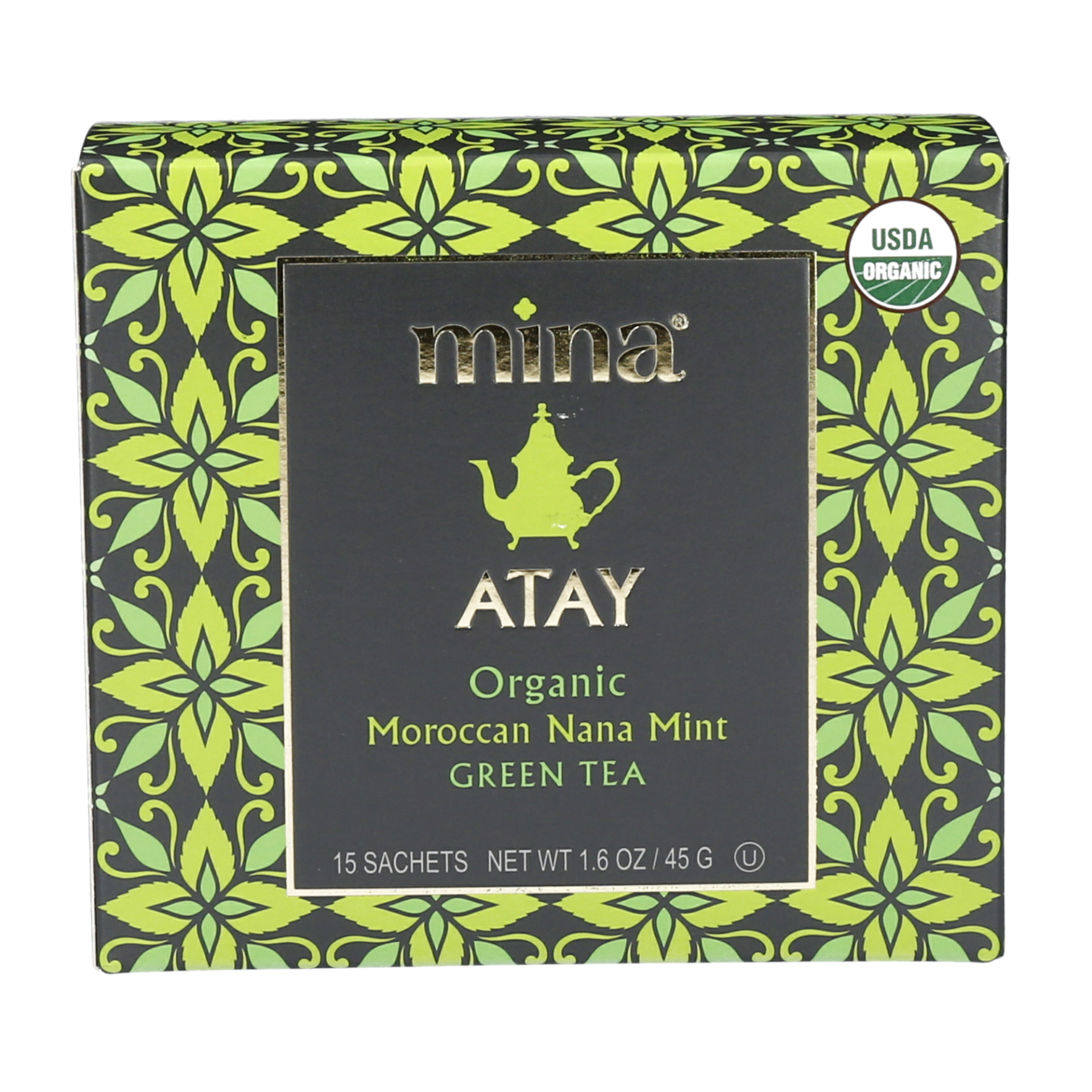 slide 1 of 1, Mina Atay Organic Moroccan Nana Mint Green Tea Bags - 15 ct; 1.6 oz, 15 ct; 1.6 oz