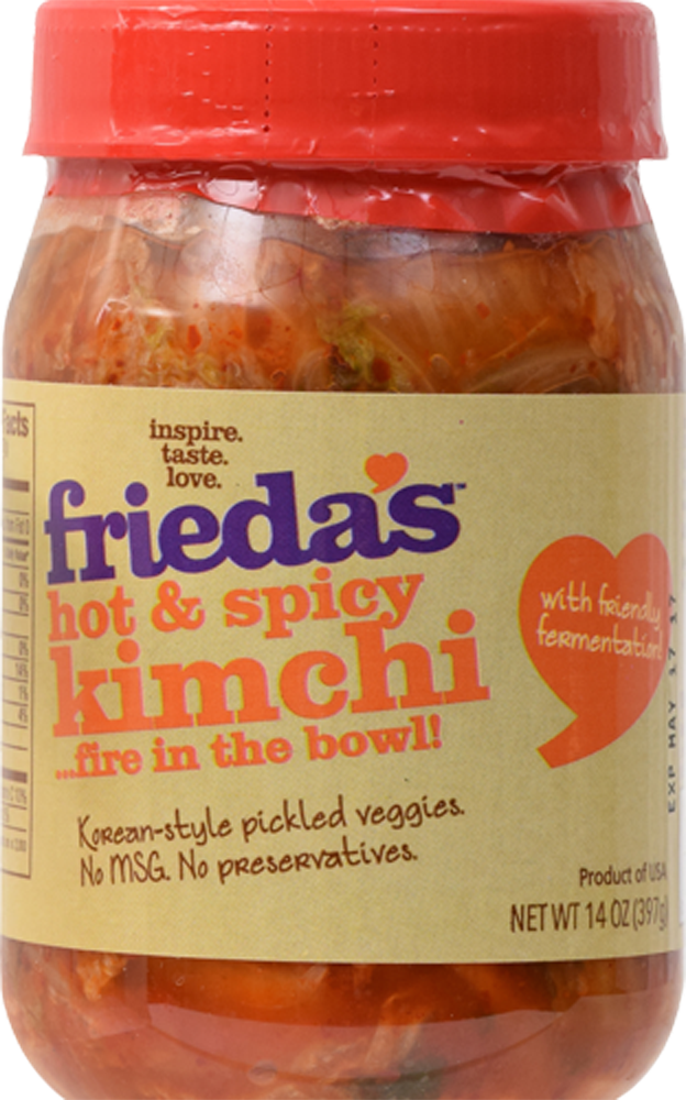slide 1 of 1, Frieda's Hot Spicy Kimchi, 14 oz