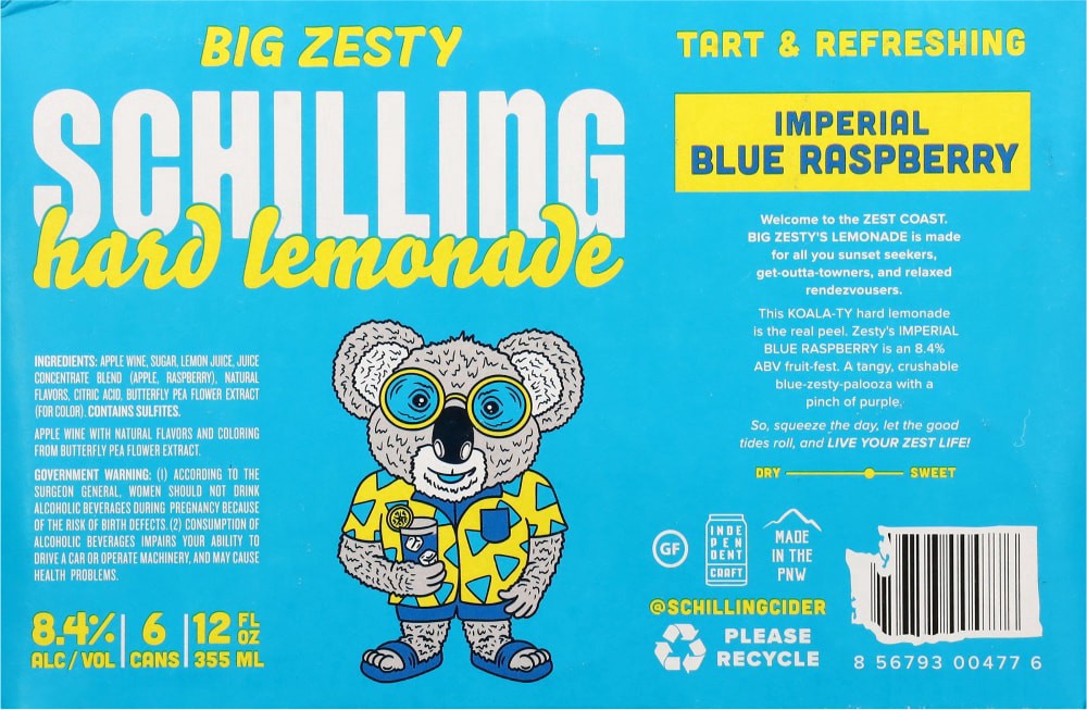 slide 2 of 6, Schilling Imperial Blue Raspberry Hard Lemonade, 6 ct; 12 oz