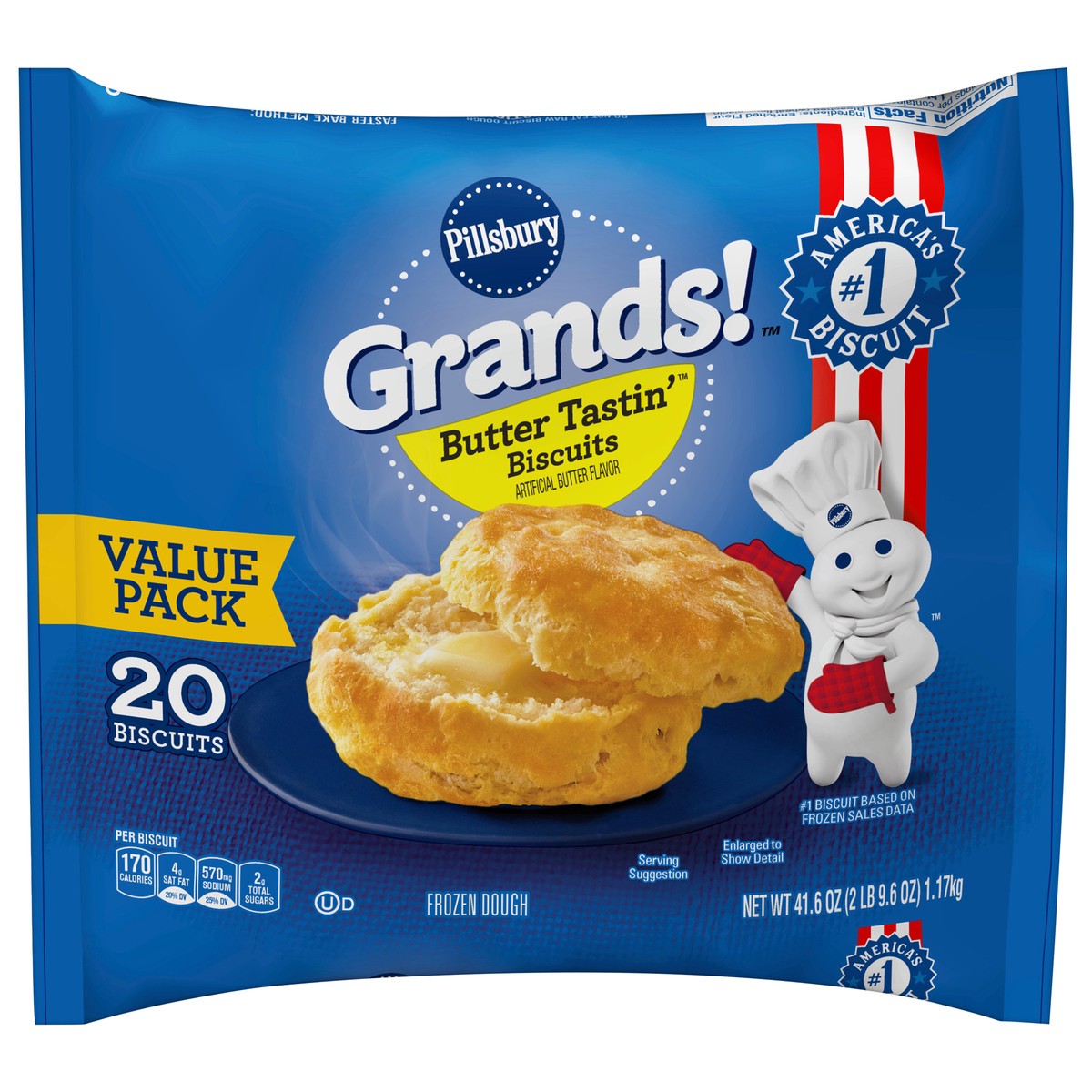 slide 1 of 1, Pillsbury Grands! Butter Tastin' Biscuits Value Pack, 41.6 oz