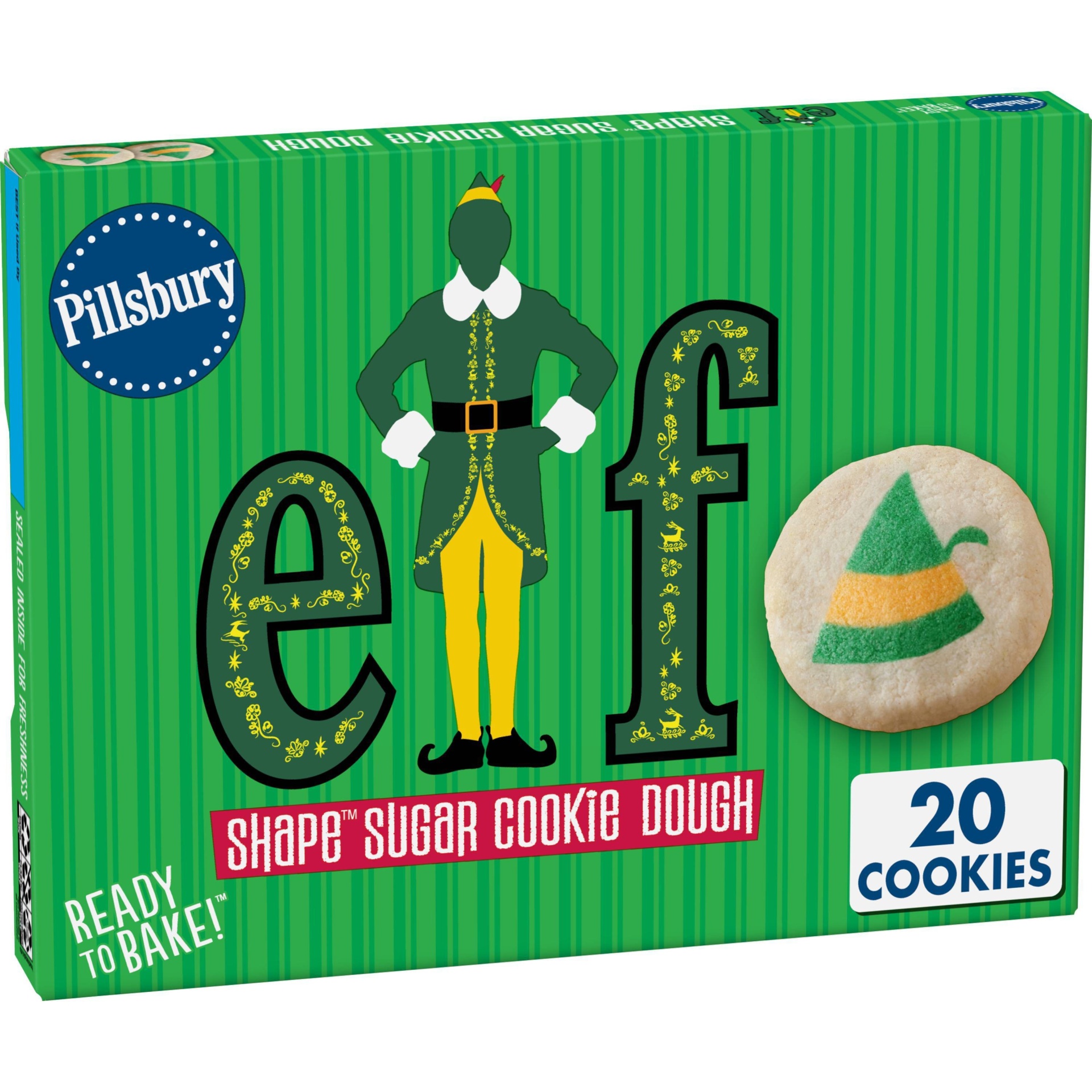 slide 1 of 1, Pillsbury Ready-to-Bake Elf Shape Sugar Cookie Dough, 20 ct