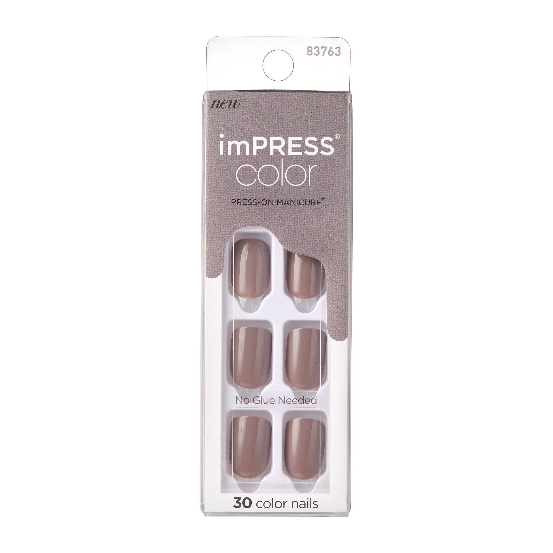 slide 1 of 5, imPRESS KISS imPRESS Color Press-On Nails, Gel Nail Kit, PureFit Technology, Short Length, “Taupe Prize”, Polish-Free Solid Color Manicure, Includes Prep Pad, Mini Nail File, Cuticle Stick, and 30 Fake Nails, 1 cnt