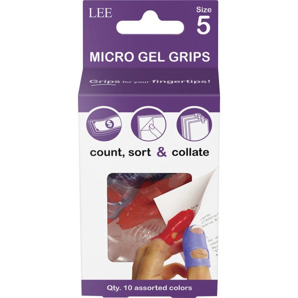 slide 6 of 10, LEE Tippi Small Micro-Gel Fingertip Grips, Size 5 - Assorted (10 Per Pack), 10 ct