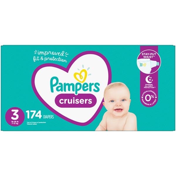 slide 1 of 1, Pampers Cruisers Diapers Size 3, 174 ct