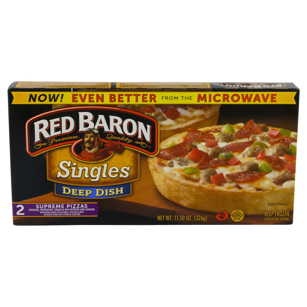 slide 2 of 6, Red Baron Singles Deep Dish Supreme Pizza, 2 ct; 12 oz