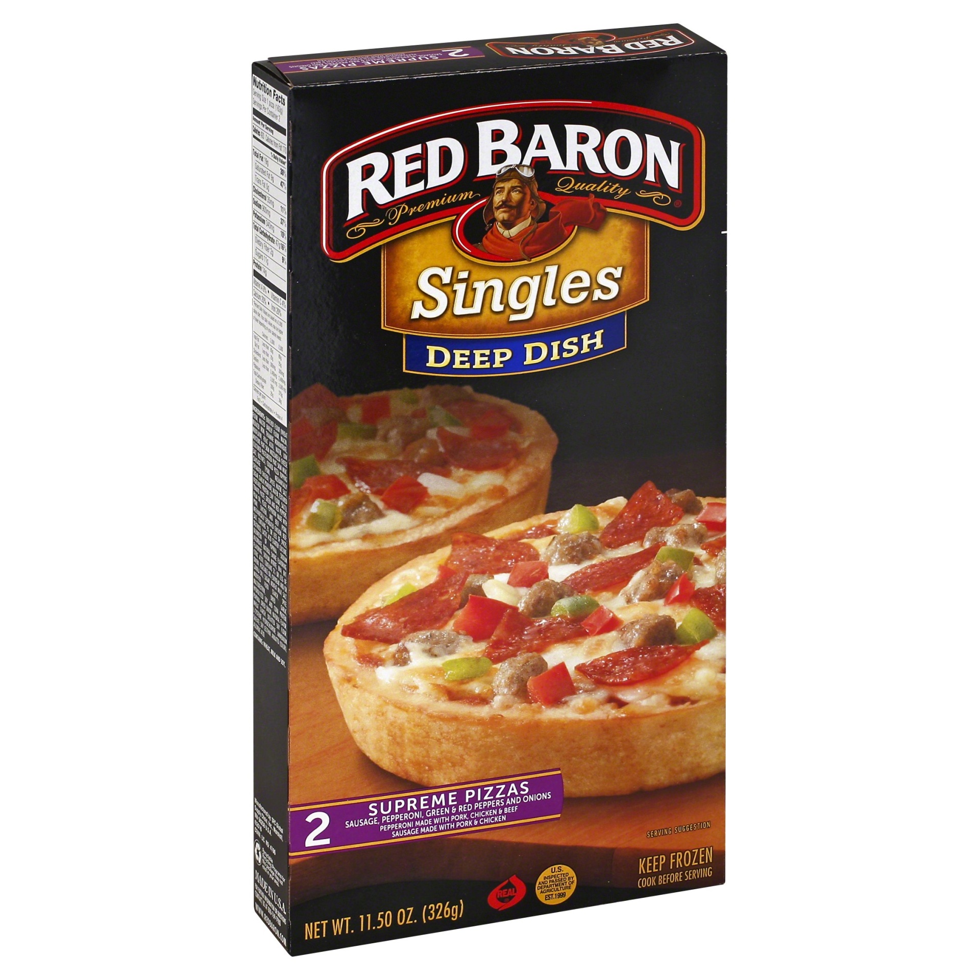 slide 1 of 6, Red Baron Singles Deep Dish Supreme Pizza, 2 ct; 12 oz