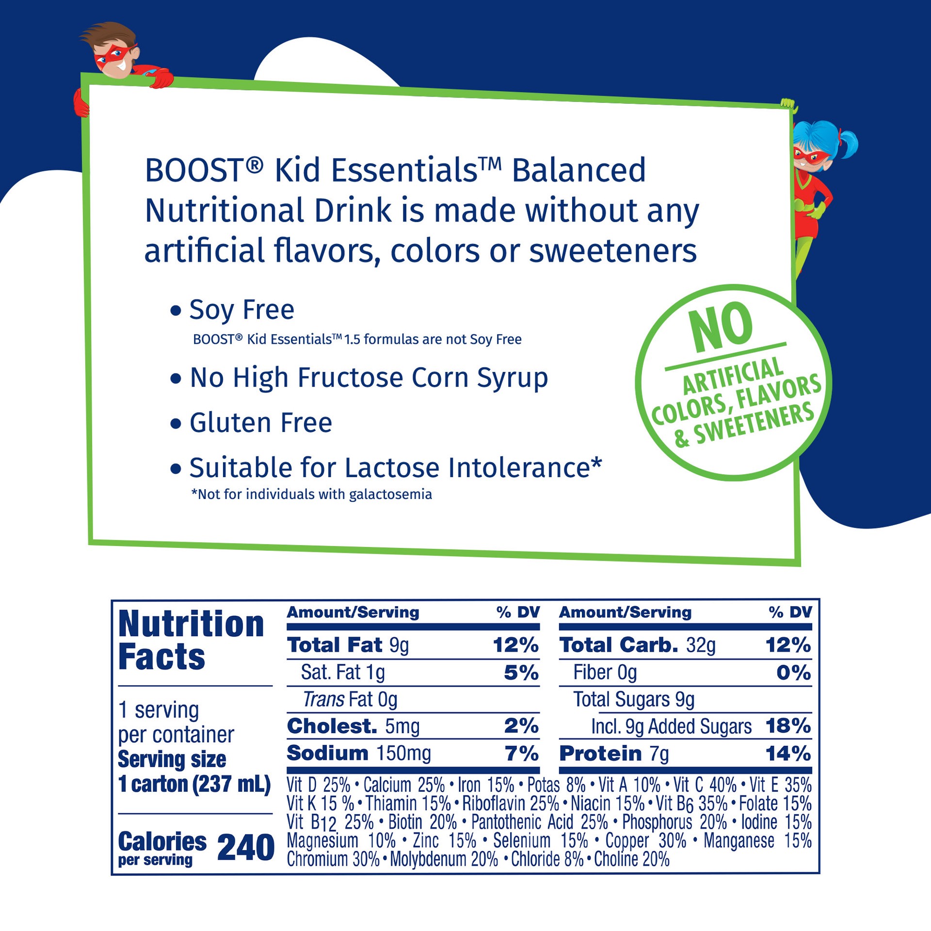 slide 4 of 5, BOOST Kid Essentials Balanced Nutritional Drink for Children, Chocolate Craze, 8 fl oz (Pack of 4), 32 fl oz