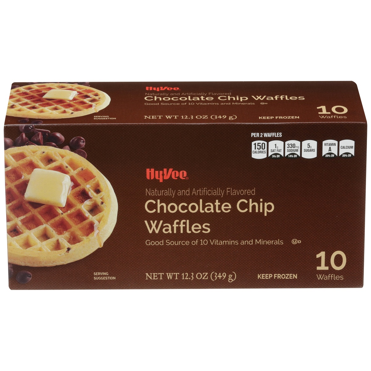 slide 1 of 1, Hy-vee Chocolate Chip Waffles, 10 ct; 12.3 oz