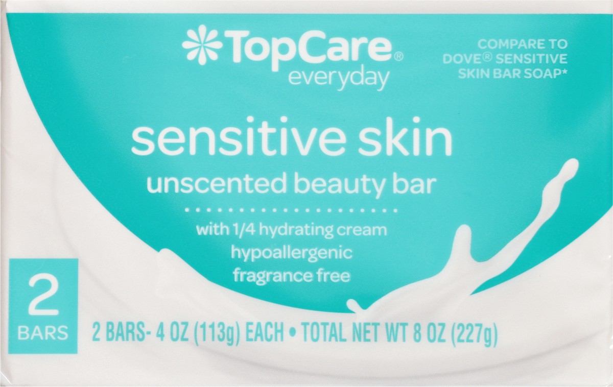 slide 10 of 15, TopCare Everyday Sensitive Skin Unscented Beauty Bar 2 - 4 oz Bars, 2 ct