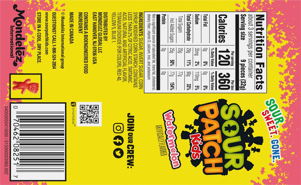slide 5 of 9, SOUR PATCH KIDS Watermelon Soft & Chewy Candy, 3.5 oz, 3.5 oz