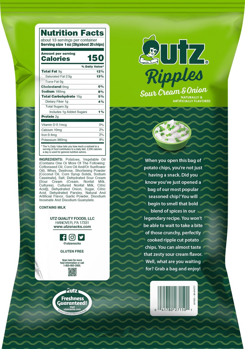 slide 3 of 7, Utz Ripples Potato Chips - Sour Cream & Onion, Party Size - 12.5 oz, 12.5 oz