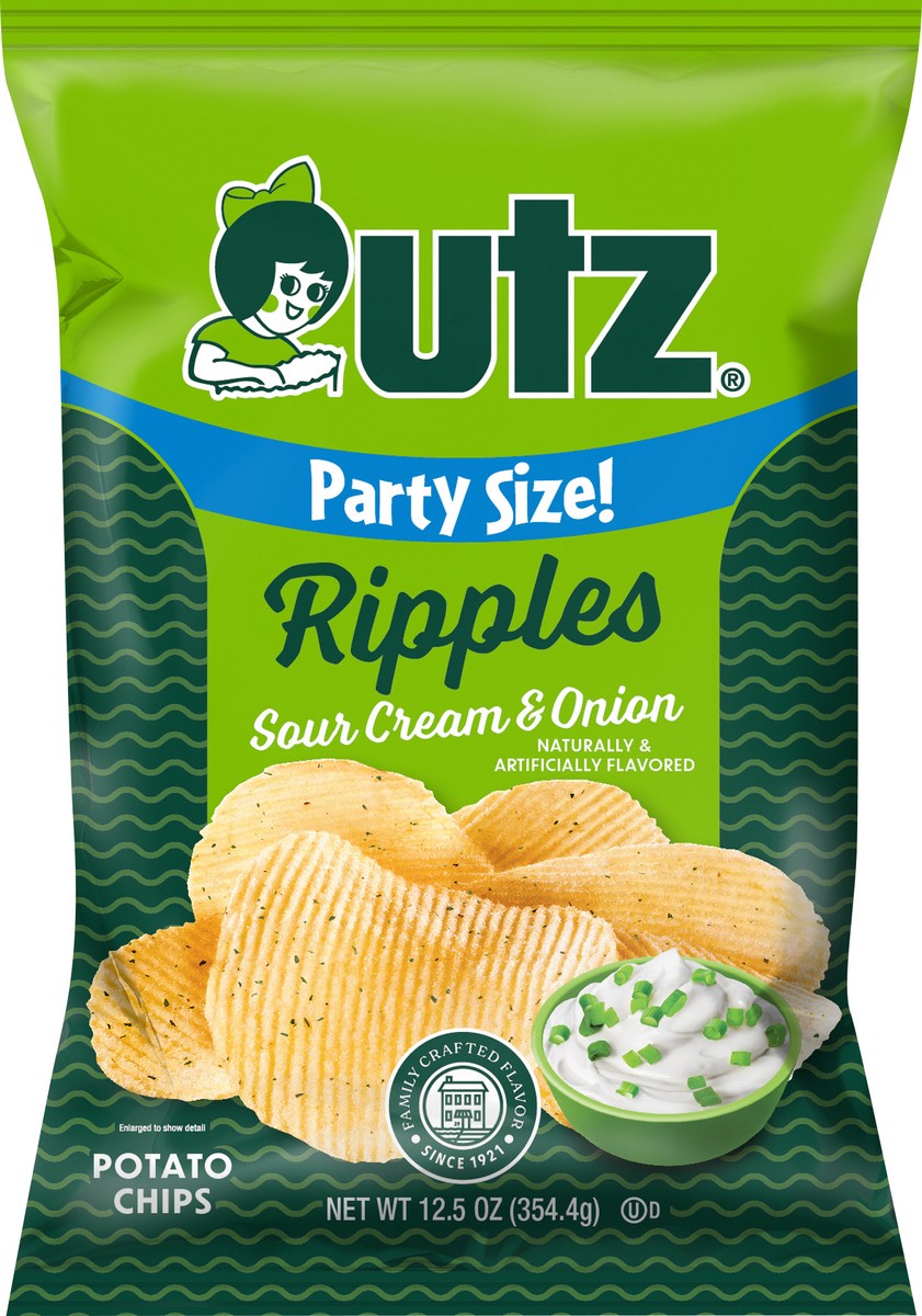 slide 6 of 7, Utz Ripples Potato Chips - Sour Cream & Onion, Party Size - 12.5 oz, 12.5 oz