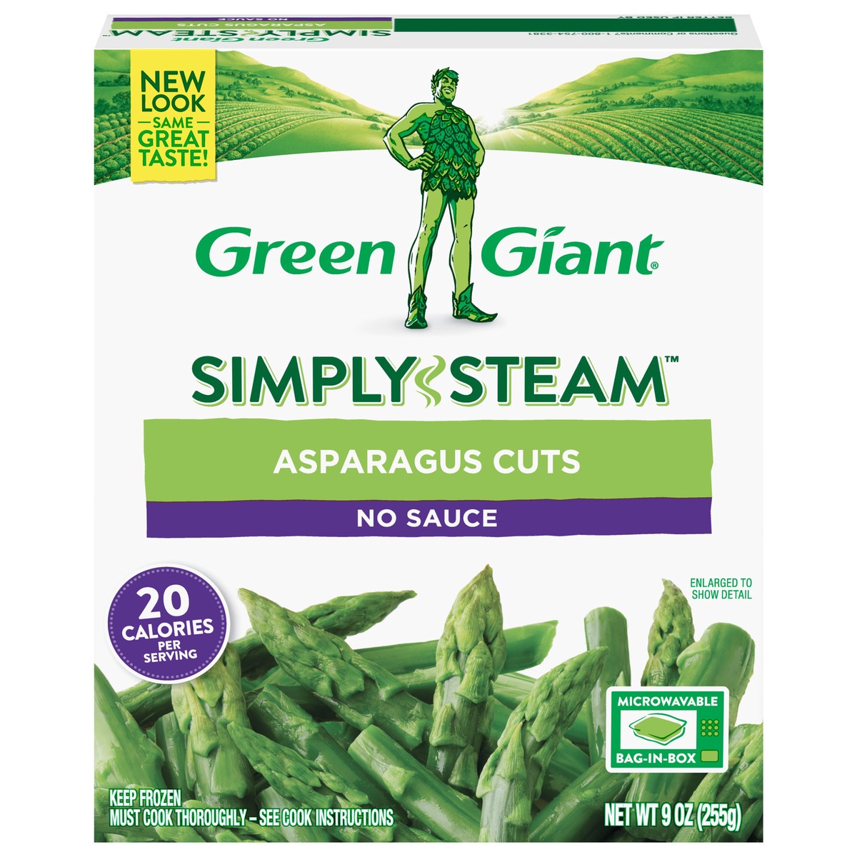 slide 1 of 9, Green Giant Simply Steam No Sauce Asparagus Cuts 9 oz, 9 oz