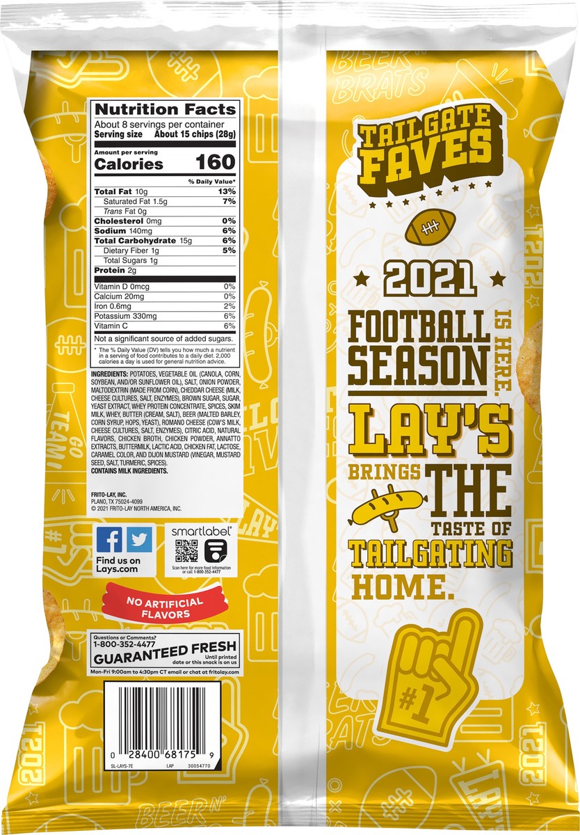 slide 3 of 6, Lay's Beer N Brats Flavored Potato Chips 7.75 oz Bag, 7.75 oz