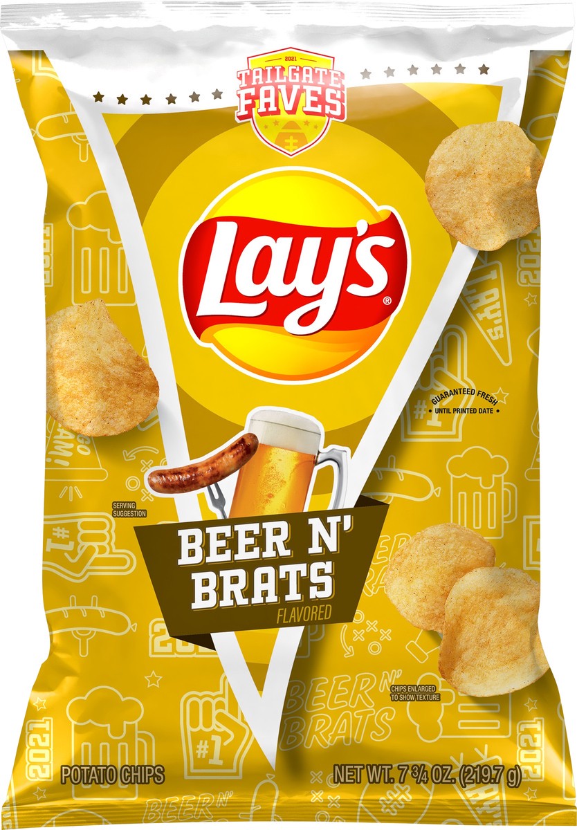 slide 2 of 6, Lay's Beer N Brats Flavored Potato Chips 7.75 oz Bag, 7.75 oz