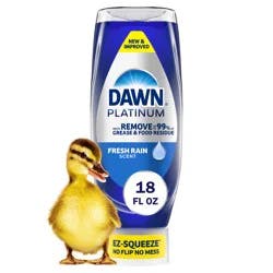 Dawn Platinum EZ-Squeeze Dish Soap Liquid, Dishwashing Liquid, Grease Removal, Fresh Rain, 18oz