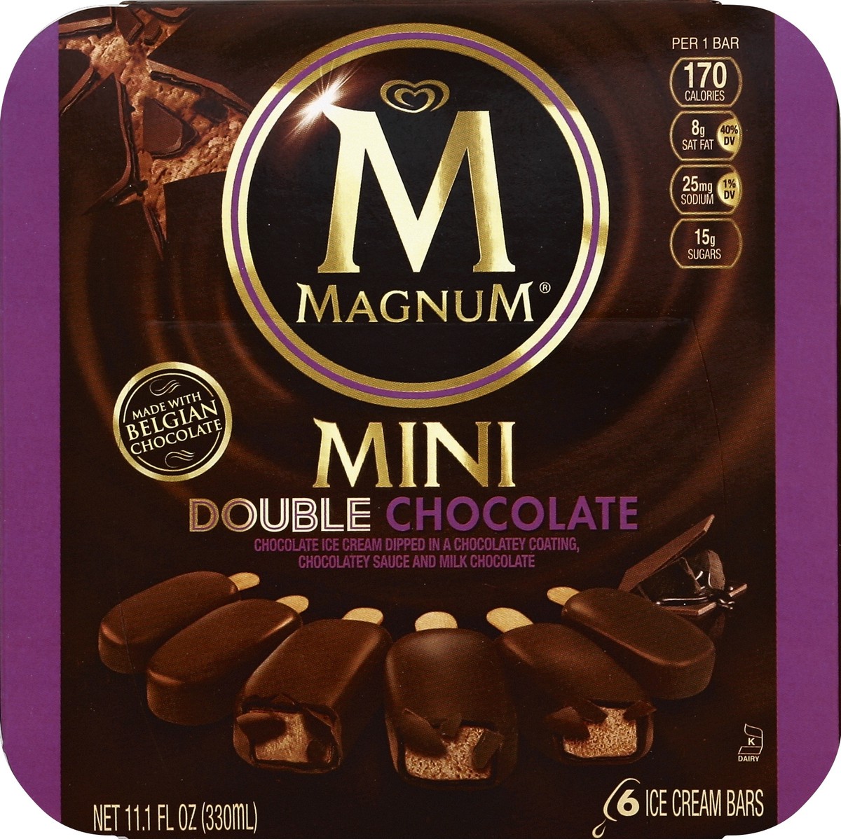 slide 5 of 6, Magnum Mini Ice Cream Bars Double Chocolate, 11.1 fl oz