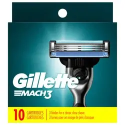 Gillette Mach3 Razor Refills for Men, 10 Razor Blade Refills
